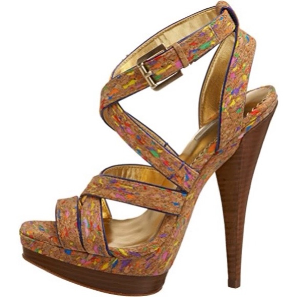 Report Signature Cork Multicolor Strappy Heel